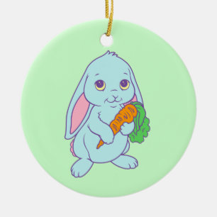 Adorno De Cerámica Kawaii Cute Cartoon Bunny Rabbit Zanahoria