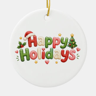 Adorno De Cerámica Kawaii Feliz Navidad