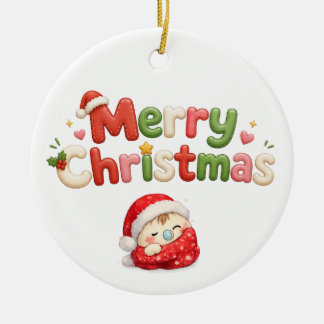 Adorno De Cerámica Kawaii Feliz Navidad