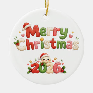 Adorno De Cerámica Kawaii Feliz Navidad