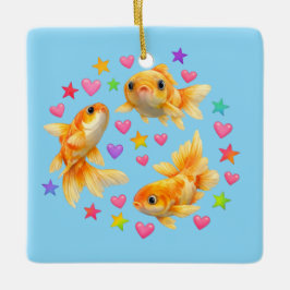 Adorno De Cerámica kawaii lindo y2k goldfish arcoíris