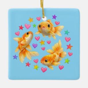 Adorno De Cerámica kawaii lindo y2k goldfish arcoíris