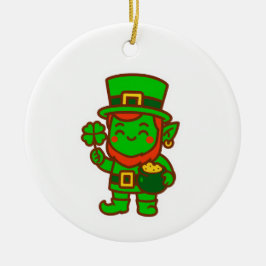 Adorno De Cerámica Kawaii Lucky Leprechaun