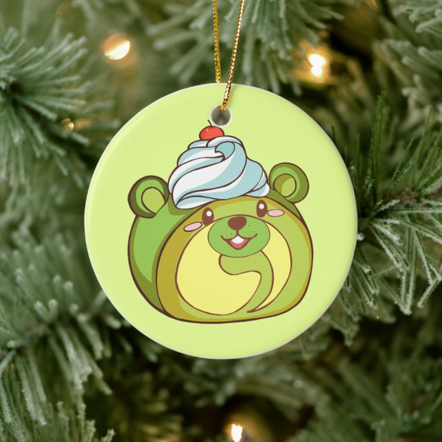 Adorno De Cerámica Kawaii Matcha Torta de Oso Rollo Suizo (Árbol)