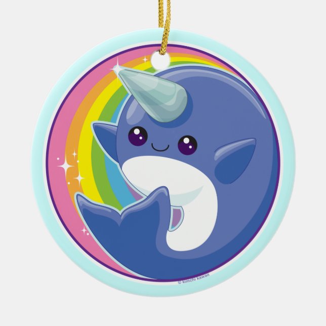 Adorno De Cerámica Kawaii Narwhal (Frente)