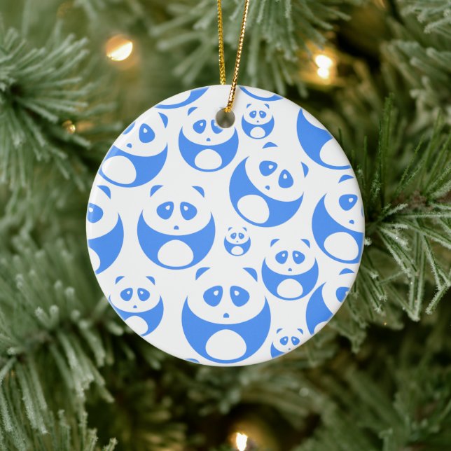 Adorno De Cerámica Kawaii Panda Baby Blue and White Pattern (Árbol)