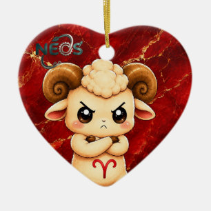 Adorno De Cerámica Kawaii Zodiac Neos Aries
