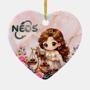 Adorno De Cerámica Kawaii Zodiaco Neos Libra