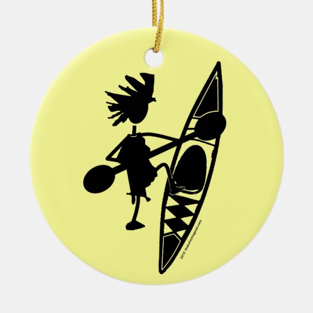 Adorno De Cerámica Kayak Canoe Joyful Silhouette (Frente)
