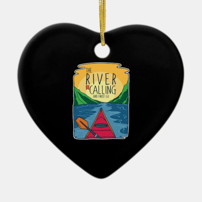 Adorno De Cerámica Kayak - El Río Llama Y Debo Ir (Frente)