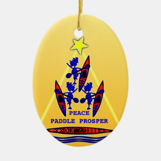 Adorno De Cerámica Kayak Holiday Paddle ~ Peace Paddle Prosper Cerami