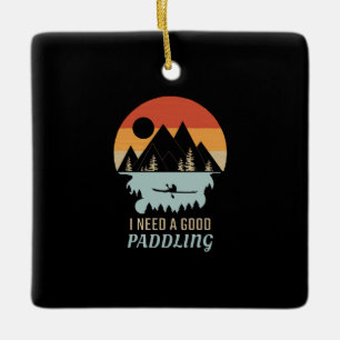 Adorno De Cerámica Kayak Mountains Retro