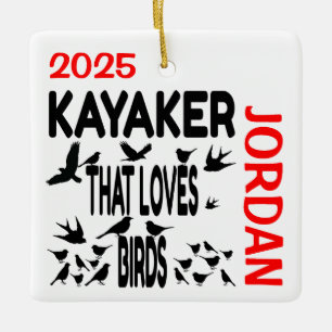 Adorno De Cerámica Kayaker ama al PERSONALIZADO de Aves