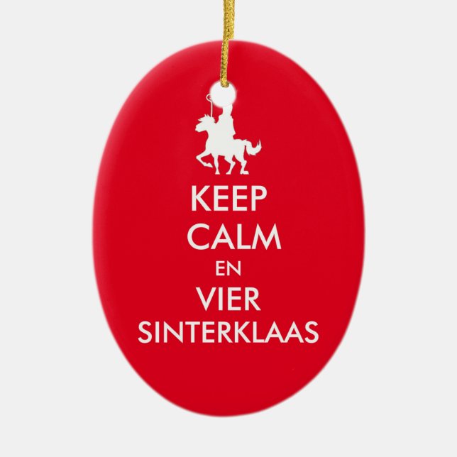Adorno De Cerámica Keep Calm en Vier Sinterklaas Ornament (Frente)