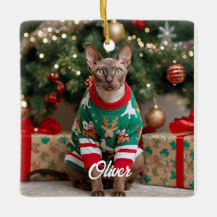 Adorno De Cerámica Keepsake Cornish Rex Cat Navidades personalizadas