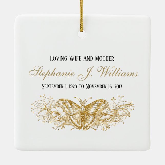 Adorno De Cerámica Keepsake femenino memorial personalizado (Reverso)