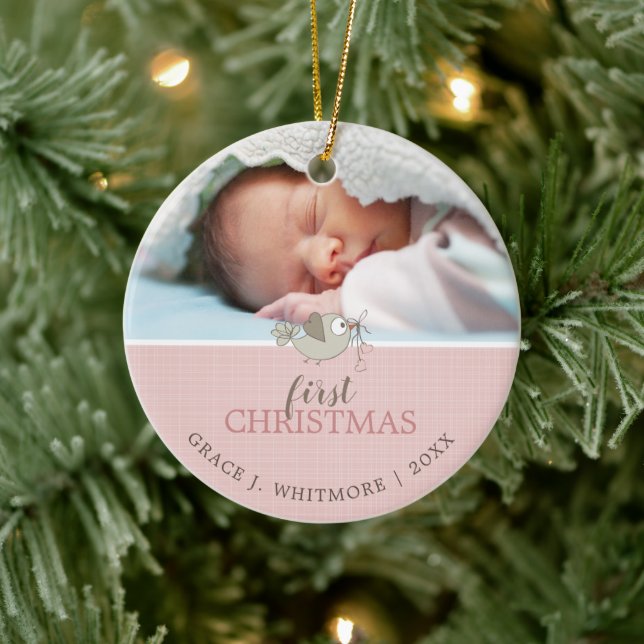 Adorno De Cerámica Keepsake First Christmas Photo Chica (Árbol)