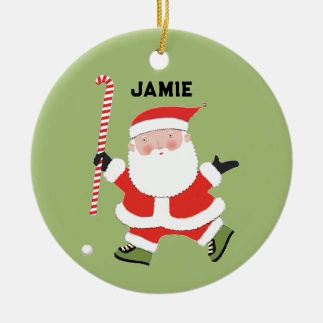 Adorno De Cerámica keepsake personalizado de hockey sobre hierba (Frente)