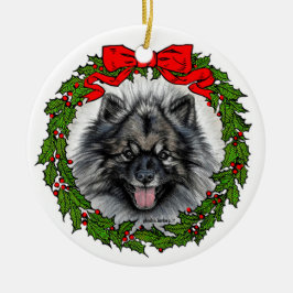 Adorno De Cerámica Keeshond Dog Art de Glenda S. Harlan