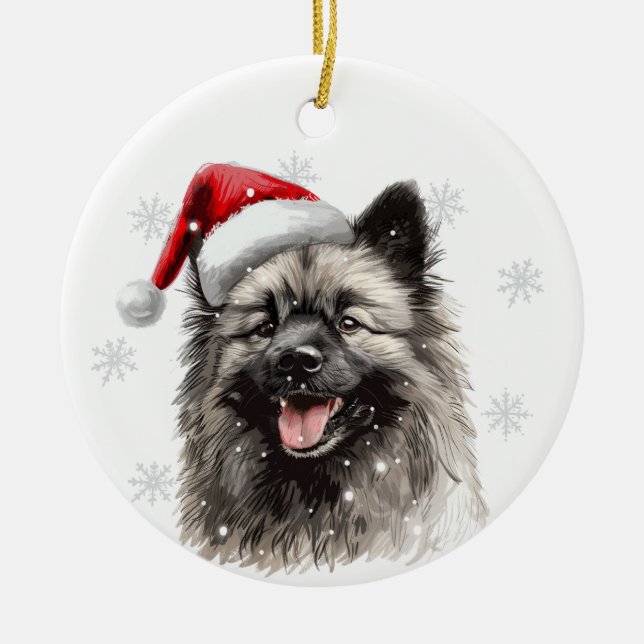 Adorno De Cerámica Keeshond Dog Christmas Personalized (Frente)