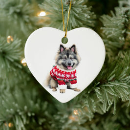 Adorno De Cerámica Keeshond en Navidades Sweater