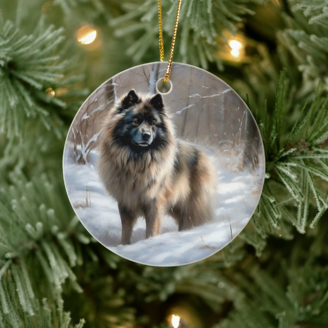 Adorno De Cerámica Keeshond Let It Snow Navidades (Árbol)