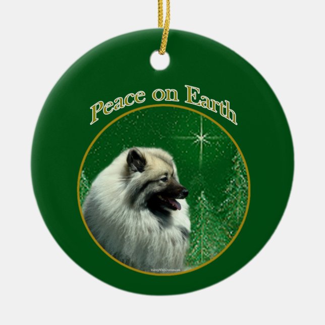 Adorno De Cerámica Keeshond Peace Keychain (Frente)