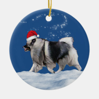 Adorno De Cerámica Keeshond Santa Navidades