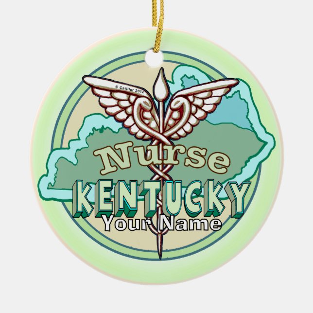Adorno De Cerámica Kentucky Caduceus Nurse (Frente)
