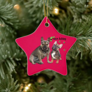 Adorno De Cerámica Keramik Ornament französische Bulldoggen