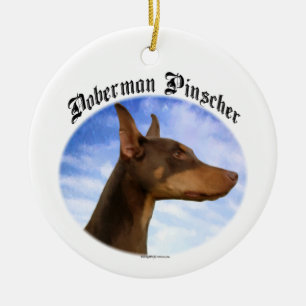 Adorno De Cerámica Keychain Doberman Pinscher Clouds