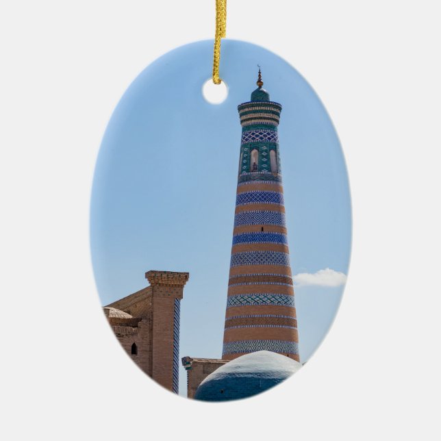 Adorno De Cerámica Khiva, Uzbekistan - Islam Khodja Minaret (Frente)