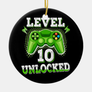 Adorno De Cerámica Kids Level 10 Unlocked Birthday Video Game 10th