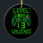 Adorno De Cerámica Kids Level 13 Unlocked Funny Video Gamer 13th<br><div class="desc">Kids Level 13 Unlocked Funny Video Gamer 13th Birthday Gift. Perfect gift for your dad,  mom,  papa,  men,  women,  friend and family members on Thanksgiving Day,  Christmas Day,  Mothers Day,  Fathers Day,  4th of July,  1776 Independent day,  Veterans Day,  Halloween Day,  Patrick's Day</div>