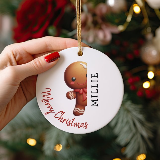 Adorno De Cerámica Kids Personalized Gingerbread Man Christmas (Subido por el creador)