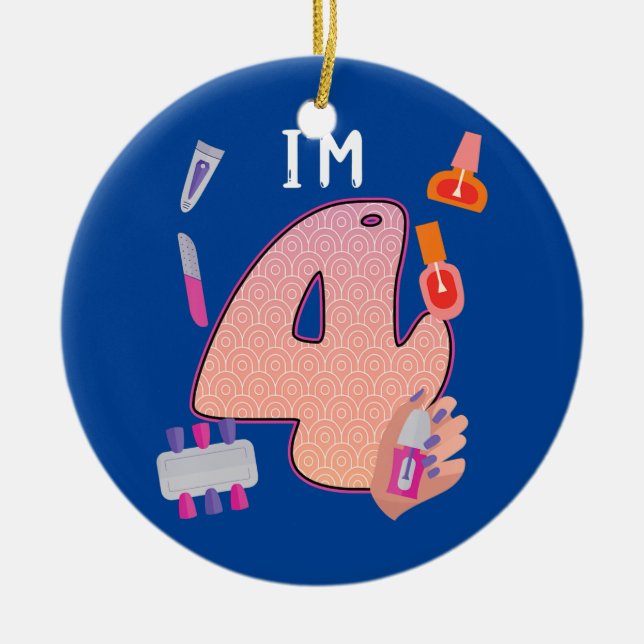 Adorno De Cerámica Kids Spa Makeup Cuarto cumpleaños para Niña Pequeñ (Frente)