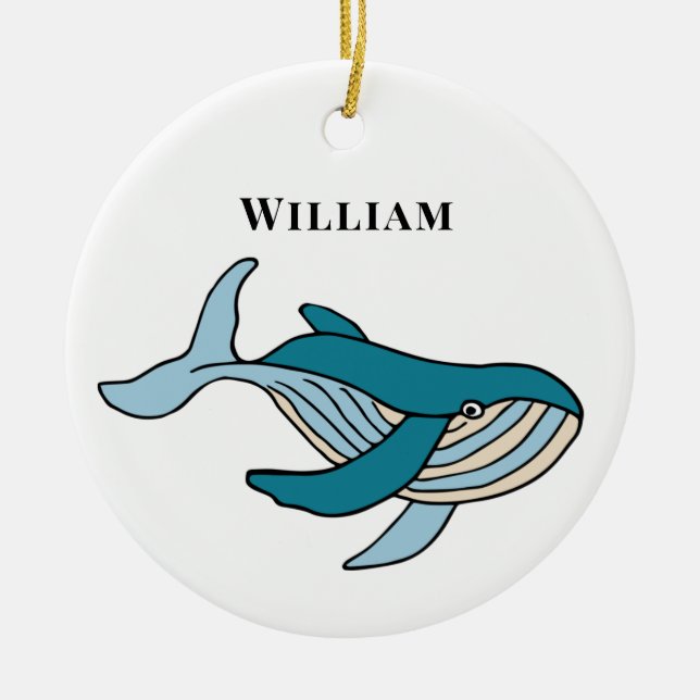 Adorno De Cerámica Kids Whale Classic Nombre personalizado (Frente)