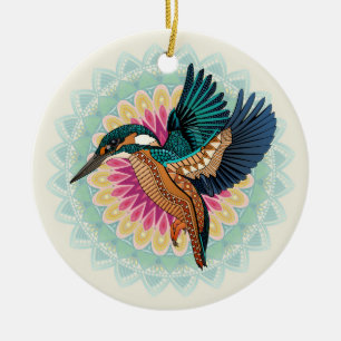 Adorno De Cerámica kingfisher mandala