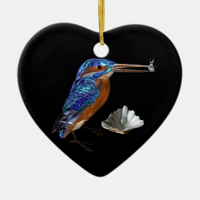 ADORNO DE CERÁMICA KINGFISHER, SEASHELLS SAPPHIRE AZUL MONOGRAM (Frente)