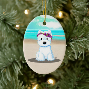 Adorno De Cerámica KiniArt ™️ Westie Flor de Playa