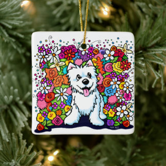 Adorno De Cerámica KiniArt Westie Jardín Alegre