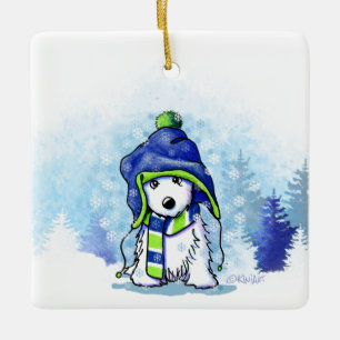 Adorno De Cerámica KiniArt Winter Westie