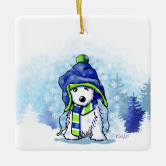 Adorno De Cerámica KiniArt Winter Westie