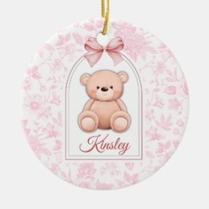 Adorno De Cerámica Kinsley Diseño de guardería de osito rosado pers