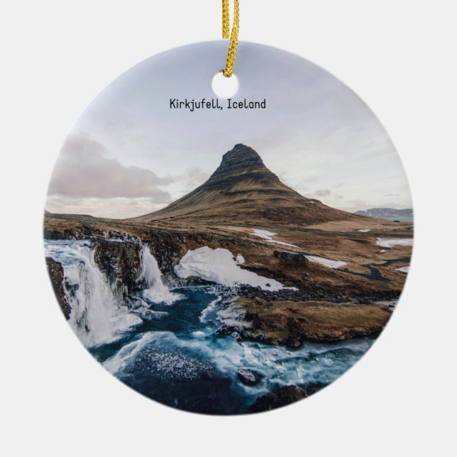 Adorno De Cerámica Kirkjufall, Church Mountain, Islandia, (Frente)