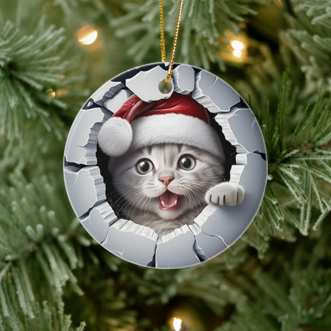 Adorno De Cerámica Kitten Navidades 3D (Árbol)