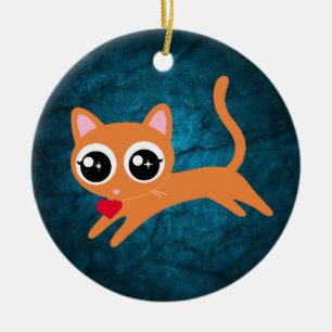 Adorno De Cerámica Kitty Cat Heart Thief Cute Gift