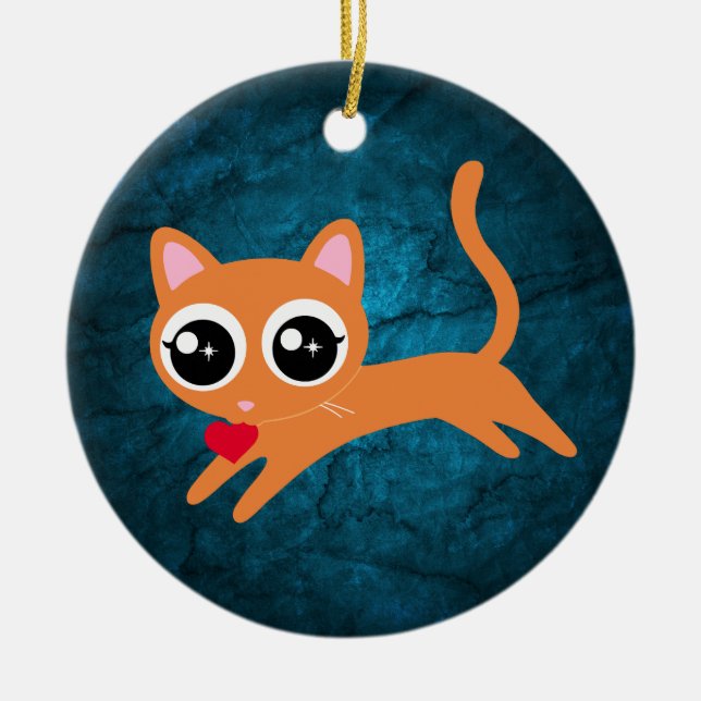 Adorno De Cerámica Kitty Cat Heart Thief Cute Gift (Frente)