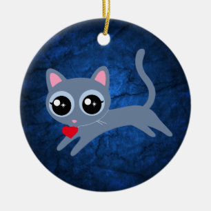 Adorno De Cerámica Kitty Cat Heart Thief Cute Gift