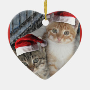 Adorno De Cerámica Kitty Cat Santa Claus